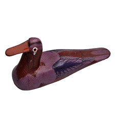 SCULTURA ANATRA in Legno Intagliato a mano e decorato Isole Vergini Haiti  Retrò