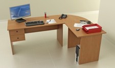 Postazione di lavoro scrivania angolare con cassettiera ufficio casa home office