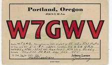 Scheda radio QSL 1938 Portland