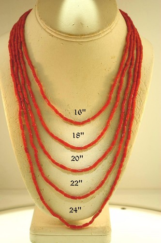 Collana perline tubo corallo - collana,
