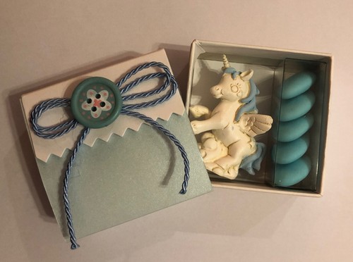Bomboniera unicorno azzurro