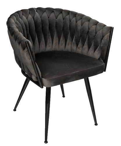Poltrona nera sedia velluto - poltrona,