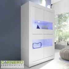 Vetrina espositore moderna 4 ante soggiorno salotto cucina bianco ETERNITY