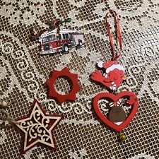 Decorazioni Albero Natale In Legno - Stella - Uccellino - Camion - 4 Pezzi