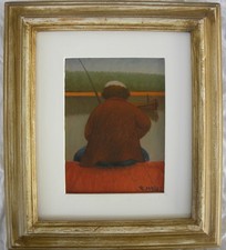 Roberto MASI (Firenze 1940-2011) Pescatore OLIO su tela 20x15 in cornice cm37x32
