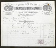 Pubblicità Fattura - Casa di Biancheria M. Prochet - Torino - Sella - 1911