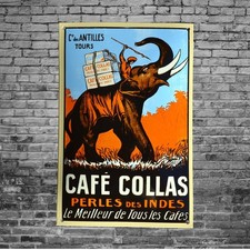 Plaque émaillée CAFE COLLAS perles des Indes enamel sign emaischild