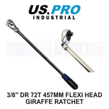 US PRO INDUSTRIAL 3/8" DR 72T 457mm Flexi Swivel Head Giraffe Ratchet 4214