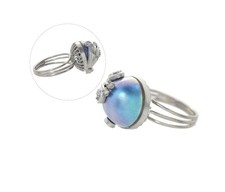 Anello solitario in oro bianco 18 carati madreperla diamante di Tahiti...