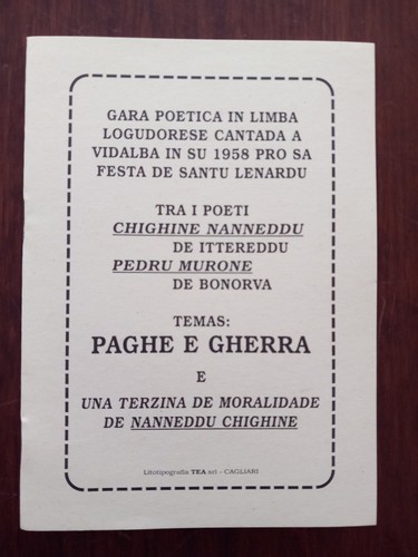 Gara poetica lingua sarda - poetica,