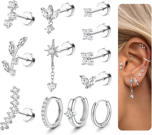Pezzi piercing orecchio - 12,