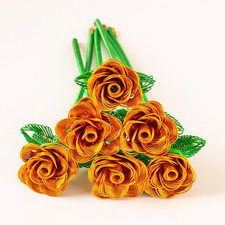 6 Rose Artificiali in Metallo Fatte a Mano, Impermeabili, Antiruggine, Decorazio