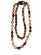 Collana Etnica Marrone Gialla/Beige in pasta modellabile con Medaglione in Legno