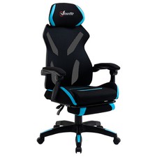 Vinsetto Sedia Gaming Ufficio Ergonomica in Tessuto Nero e Blu, 65x65x119-129cm