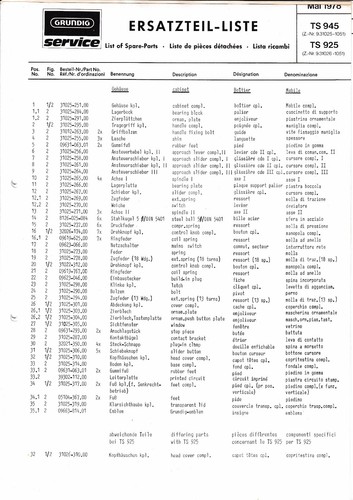 Ersatzteil liste per grundig - ersatzteil-liste,