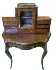 Antico scrittoio Parigino Bonheur de jour, scrittoio in radica finemente inta...