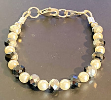 Bracciale tennis swarovski da donna in acciaio inox braccialetto con perle di