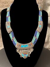 Collana antica in argento e turchese – vintage tribale etnico tibetano