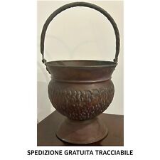 ANTICA PENTOLA DI RAME 100% Con Manico Girevole • ARREDAMENTO VINTAGE • ITA