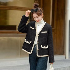 Cappotto Donna Nero In Tweed