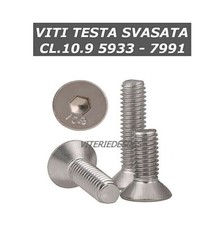 VITI M16 TESTA SVASATA PIANA CAVA IN ACCIAIO 10.9 ZINCATO UNI 5933 DIN 7991