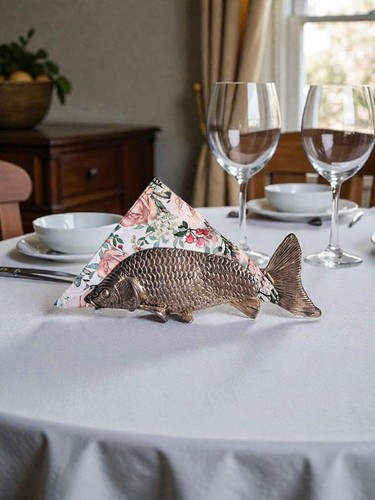 Rare vintage brass fish napkin - vintage,