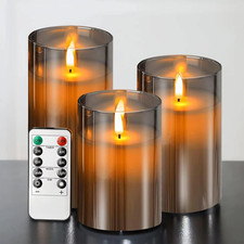 Candele LED, Candele Finte Fiamma Set 3 (10Cm, 12.5Cm, 15Cm), Fuoco Finto, Natal