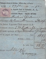 2960 01 COMUNE DI URBINO DAZIO PRODUZIONE MOSTO - MARCA DA BOLLO L5