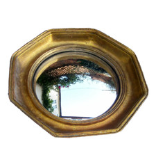 ANTICO DESIGN ORO DORATO OBLÒ CONVESSO STREGHE NEGOZIANTI FISHEYE SPECCHIO