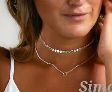 COLLANA DONNA COLLARINO ORO ARGENTO DOPPIO FILO REGALO SCONTI KARMA PENDENTE
