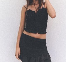 Zara CROP TOP POPELINE SMOCKED