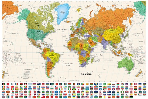 Mappa del mondo 150x100 con - mondo,