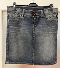 Gonna di Jeans Benetton Colore Blu Taglia 44 con Tasche e Spacco Posteriore