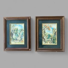 Coppia Di Acquerelli con