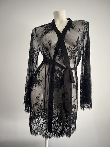 Kimono pizzo nero di - pizzo,