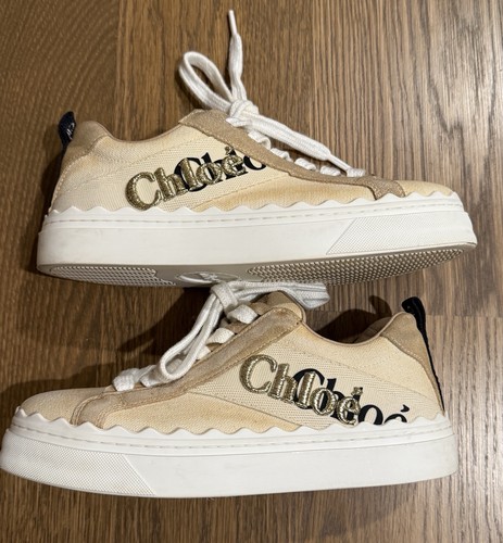 Sneakers chloé beige tela - beige,