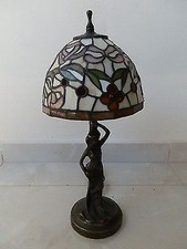 Lampada Abatjour Vetro TIFFANY base LIBERTY in Ottone arlecchino