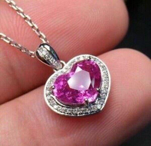 Ciondolo cuore zaffiro rosa - , e