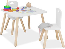 Tavolino Da Bambini Con Sedie Cameretta, Tavolo Da Gioco 2 Posti, Legno E MDF, 4