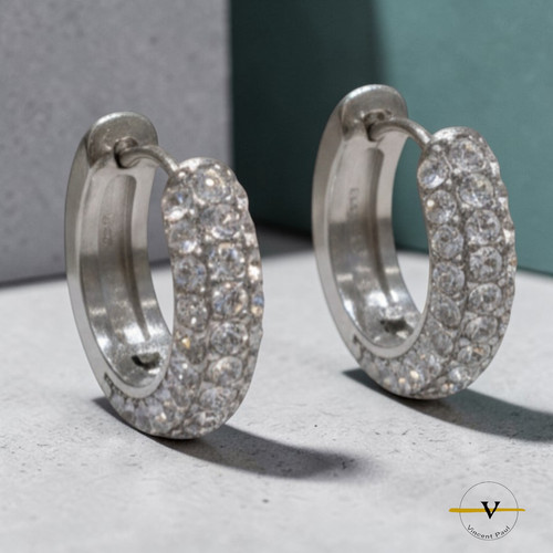 Orecchini cerchio pave - orecchini,