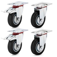 set 4 Ruote Per Carrello Rotella75 mm （2 Girevoli + 2 Girevoli +Freno）per mobili