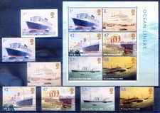 Grande-Bretagne. Transatlantique Queen Mary II 2004. Série + feuille + autocoll