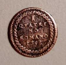 STATO PONTIFICIO - QUATTRINO ROMANO 1758 A I - CLEMENTE XIII - RARA