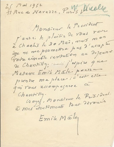 Emile mâle lettre autographe - emile,