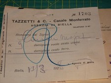 documento antico tazzetti & c casale monferrato agenzia di biella 1928 