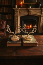 Antica Coppia Di Candelabri  Con Figure Mitologiche Draconiche