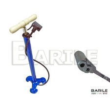 Gonfiatore / Pompa Officina Bici In Acciaio Universale Doppio Attacco Vintage