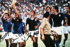 Foto Autografata Alessandro Altobelli, Cabrini e Bergomi Signed Mondiali 1982