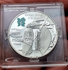 GRAN BRETAGNA 5 STERLINE STONEHENGE 2009 L'UOMO E LA MONTAGNA ARGENTO 925