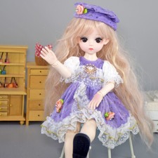 Bambola BJD altezza 30 cm bambola ragazza carina vestito abiti scarpe parrucche lunghe ricce realistiche